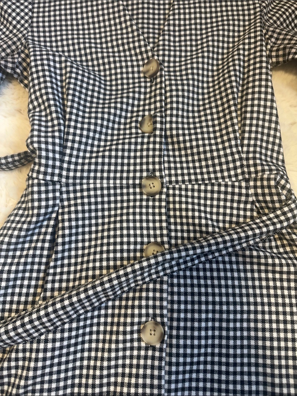 MANGO Black and White Gingham Button-Front Women's Dress size 2 - Picture 3 of 6